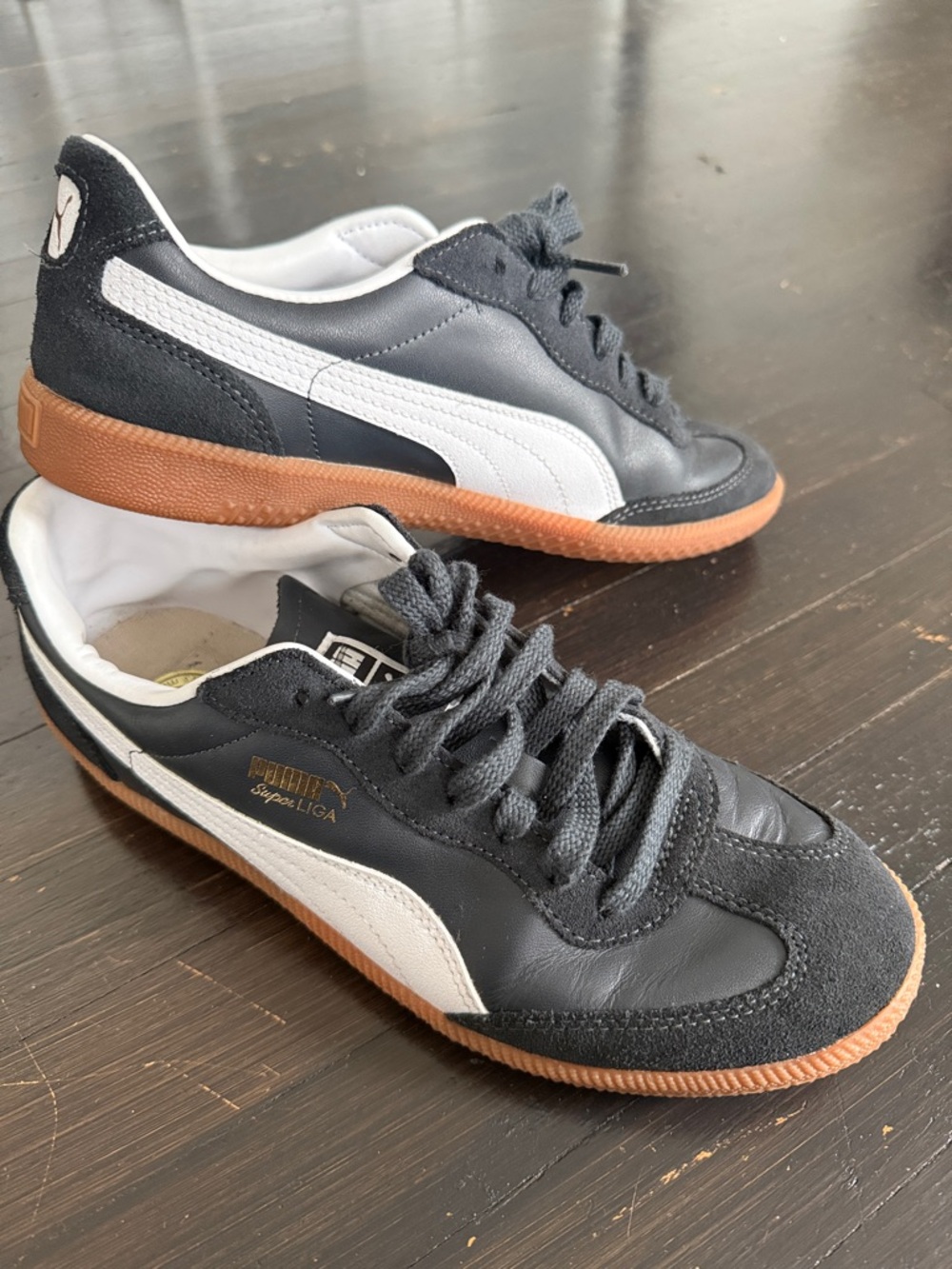 Puma Black & White Sneakers with Gum Sole
